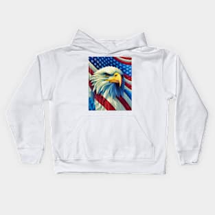 USA America Fourth of July Op Art Bald Eagle July 4th Kids Hoodie